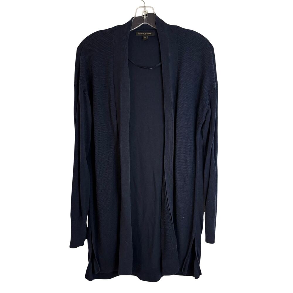 Banana Republic Open Front Cardigan Long Duster Womens Size Medium Navy